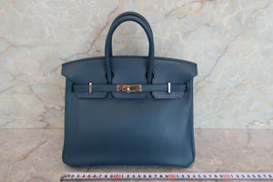 HERMES／エルメス バーキン25 ヴォースイフト ブルー □L刻印 ハンドバッグ 700080138