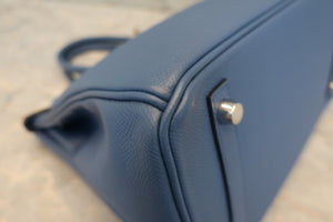 HERMES／エルメス バーキン30 ヴォーエプソン ブルーアガット X刻印 ハンドバッグ 700060120