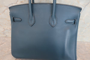 HERMES／エルメス バーキン25 ヴォースイフト ブルー □L刻印 ハンドバッグ 700080138