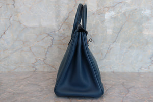 HERMES／エルメス バーキン25 ヴォースイフト ブルー □L刻印 ハンドバッグ 700080138