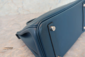 HERMES／エルメス バーキン25 ヴォースイフト ブルー □L刻印 ハンドバッグ 700080138