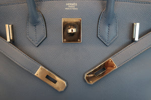 HERMES／エルメス バーキン30 ヴォーエプソン ブルーアガット X刻印 ハンドバッグ 700060120