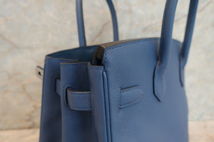 HERMES／エルメス バーキン30 ヴォーエプソン ブルーアガット X刻印 ハンドバッグ 700060120