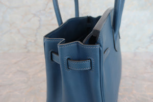 HERMES／エルメス バーキン25 ヴォースイフト ブルー □L刻印 ハンドバッグ 700080138