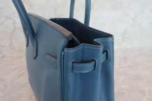 HERMES／エルメス バーキン25 ヴォースイフト ブルー □L刻印 ハンドバッグ 700080138