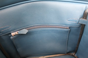 HERMES／エルメス バーキン25 ヴォースイフト ブルー □L刻印 ハンドバッグ 700080138