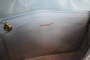 CHANEL/シャネル バイアスステッチチェーンショルダーバッグ キャビアスキン ライトブルー/ゴールド金具 ショルダーバッグ 700090178