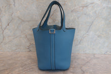Load image into Gallery viewer, HERMES PICOTIN PM Clemence leather Blue jean Hand bag 700120057
