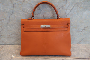 HERMES KELLY 35 Chevre myzore goatskim Orange □H Engraving Shoulder bag 600080135