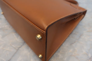 HERMES／エルメス ケリー28 クシュベル ゴールド 〇X刻印 ショルダーバッグ 700070041