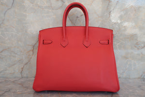 HERMES BIRKIN 25 Togo leather Rouge tomate T Engraving Hand bag 600050145