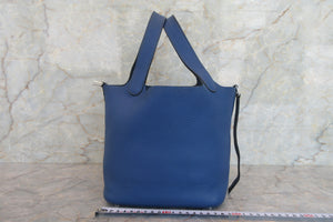 HERMES／エルメス ピコタンＰＭ トリヨンクレマンス ブルー □J刻印 ハンドバッグ 700060130