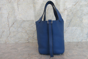 HERMES／エルメス ピコタンＰＭ トリヨンクレマンス ブルー □J刻印 ハンドバッグ 700060130