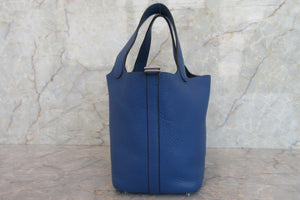 HERMES／エルメス ピコタンＰＭ トリヨンクレマンス ブルー □J刻印 ハンドバッグ 700060130