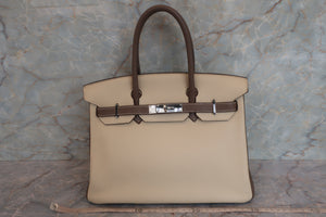HERMES BIRKIN30 Personal order Clemence leather Parchemin/Etoupe gray □N Engraving Hand bag 700050246