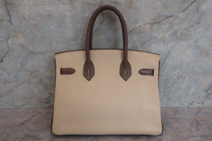 HERMES BIRKIN30 Personal order Clemence leather Parchemin/Etoupe gray □N Engraving Hand bag 700050246