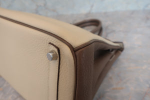 HERMES BIRKIN30 Personal order Clemence leather Parchemin/Etoupe gray □N Engraving Hand bag 700050246