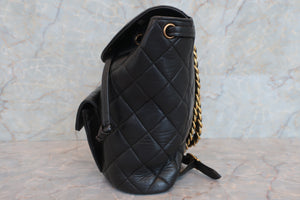 CHANEL Matelasse chain back pack Lambskin Black/Gold hadware Back pack 600090197