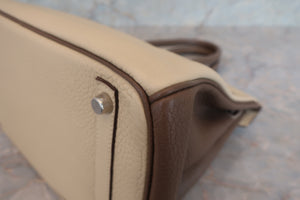 HERMES BIRKIN30 Personal order Clemence leather Parchemin/Etoupe gray □N Engraving Hand bag 700050246