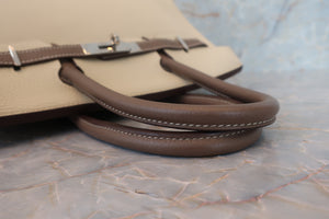 HERMES BIRKIN30 Personal order Clemence leather Parchemin/Etoupe gray □N Engraving Hand bag 700050246