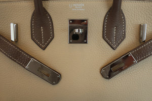 HERMES BIRKIN30 Personal order Clemence leather Parchemin/Etoupe gray □N Engraving Hand bag 700050246