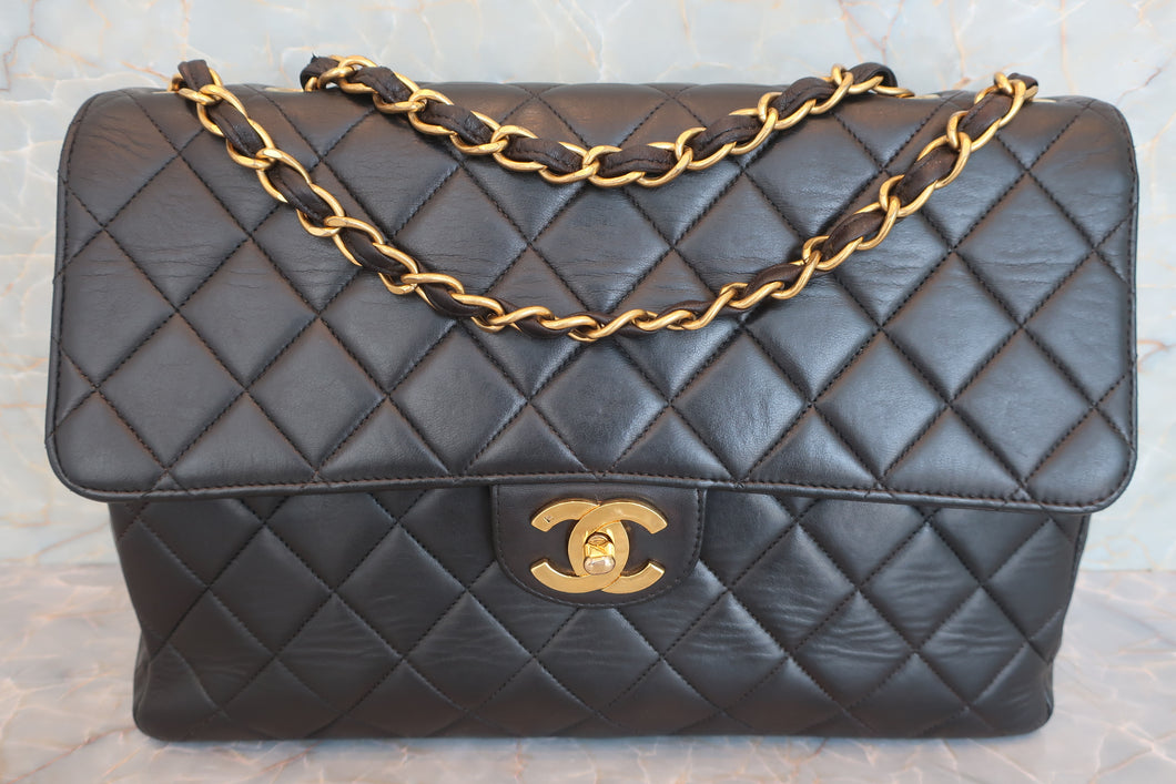 CHANEL/シャネル 中マトラッセシングルフラップチェーンショルダーバッグ ラムスキン ブラック/ゴールド金具 ショルダーバッグ 600080168