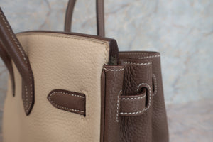 HERMES BIRKIN30 Personal order Clemence leather Parchemin/Etoupe gray □N Engraving Hand bag 700050246
