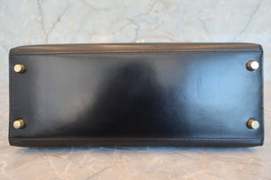 HERMES／エルメス ケリー28 ボックスカーフ ブラック 〇Z刻印 ショルダーバッグ 700030286