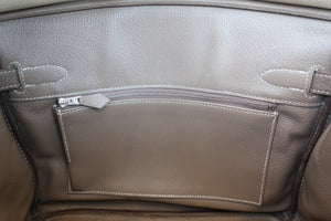HERMES BIRKIN30 Personal order Clemence leather Parchemin/Etoupe gray □N Engraving Hand bag 700050246