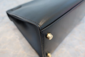 HERMES／エルメス ケリー28 ボックスカーフ ブラック 〇Z刻印 ショルダーバッグ 700030286