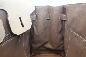 HERMES BIRKIN30 Personal order Clemence leather Parchemin/Etoupe gray □N Engraving Hand bag 700050246