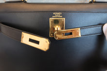 画像をギャラリービューアに読み込む, HERMES／エルメス ケリー28 ボックスカーフ ブラック 〇Z刻印 ショルダーバッグ 700030286
