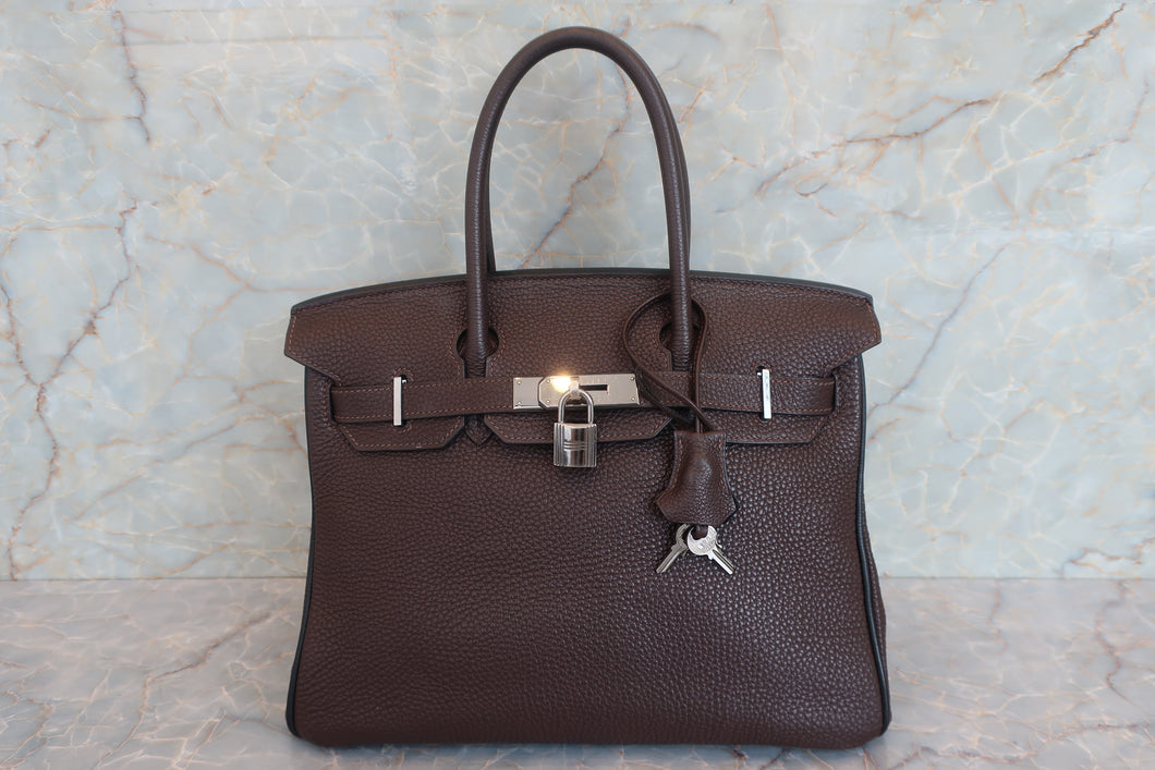 HERMES BIRKIN 30 Bi-color Togo leather Chocolat/Black □I Engraving Hand bag 700050201