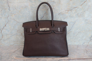 HERMES BIRKIN 30 Bi-color Togo leather Chocolat/Black □I Engraving Hand bag 700050201