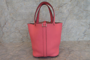 HERMES PICOTIN LOCK PM Clemence leather Rose azalee A Engraving Hand bag 700020060