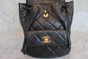 CHANEL Matelasse chain back pack Lambskin Black/Gold hadware Back pack 600090197