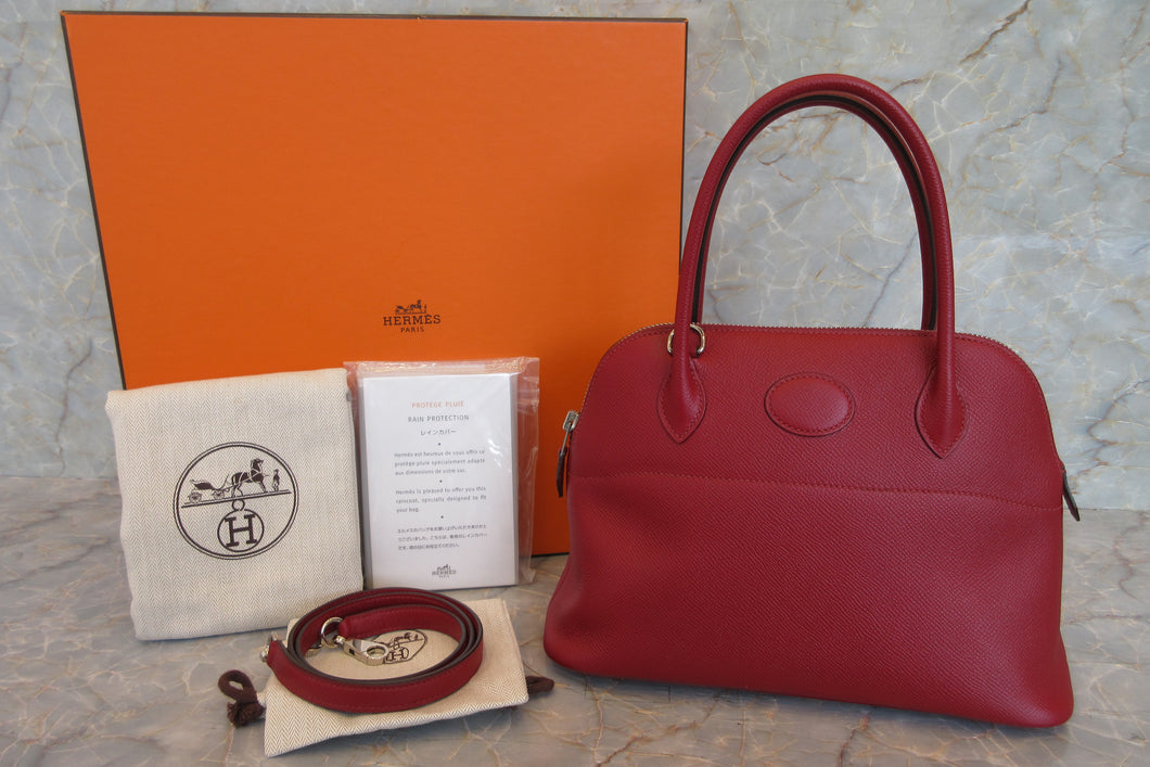 HERMES／エルメス ボリード27 ヴォーエプソン ルージュグレナ X刻印 ショルダーバッグ 700020032