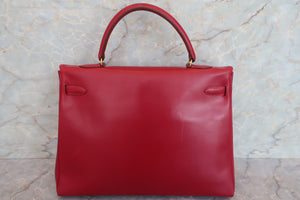 HERMES／エルメス ケリー35 ボックスカーフ ルージュヴィフ 〇U刻印 ショルダーバッグ 700080149