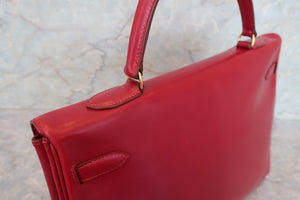 HERMES／エルメス ケリー35 ボックスカーフ ルージュヴィフ 〇U刻印 ショルダーバッグ 700080149
