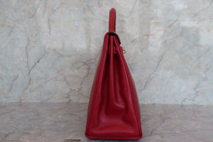 HERMES／エルメス ケリー35 ボックスカーフ ルージュヴィフ 〇U刻印 ショルダーバッグ 700080149