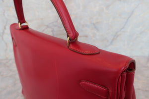 HERMES／エルメス ケリー35 ボックスカーフ ルージュヴィフ 〇U刻印 ショルダーバッグ 700080149