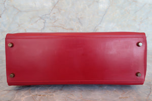 HERMES／エルメス ケリー35 ボックスカーフ ルージュヴィフ 〇U刻印 ショルダーバッグ 700080149