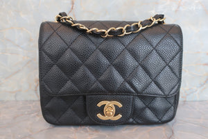 CHANEL/香奈儿 迷你CF 单盖 链条包 荔枝皮 Black/Gold hadware(黑色/金色金属) 肩背包 600080111