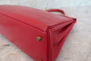 HERMES／エルメス ケリー35 ボックスカーフ ルージュヴィフ 〇U刻印 ショルダーバッグ 700080149