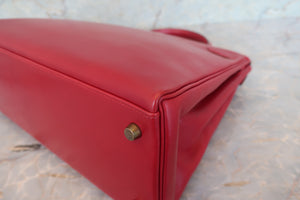 HERMES／エルメス ケリー35 ボックスカーフ ルージュヴィフ 〇U刻印 ショルダーバッグ 700080149