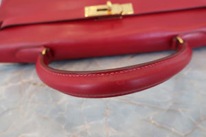 HERMES／エルメス ケリー35 ボックスカーフ ルージュヴィフ 〇U刻印 ショルダーバッグ 700080149