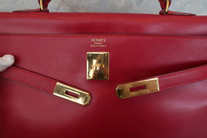 HERMES／エルメス ケリー35 ボックスカーフ ルージュヴィフ 〇U刻印 ショルダーバッグ 700080149