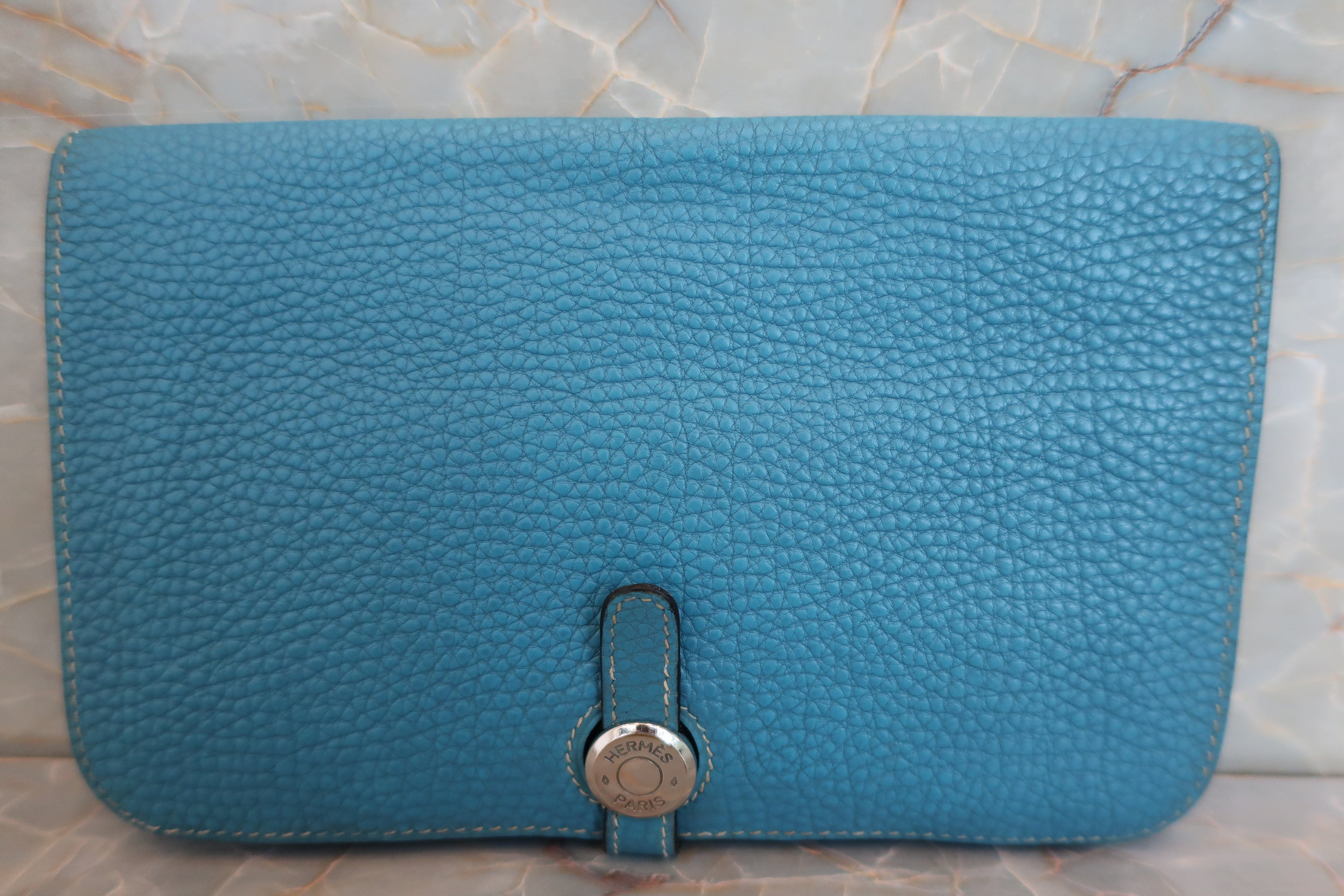 HERMES／エルメス ドゴンGM トゴ ブルージーン □J刻印 財布