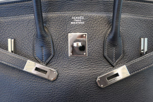 HERMES BIRKIN 35 Clemence leather Blue Indigo □G Engraving Hand bag 700030259