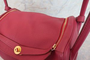 HERMES／エルメス リンディ34 トリヨンクレマンス ルビー □O刻印 ショルダーバッグ 700090160
